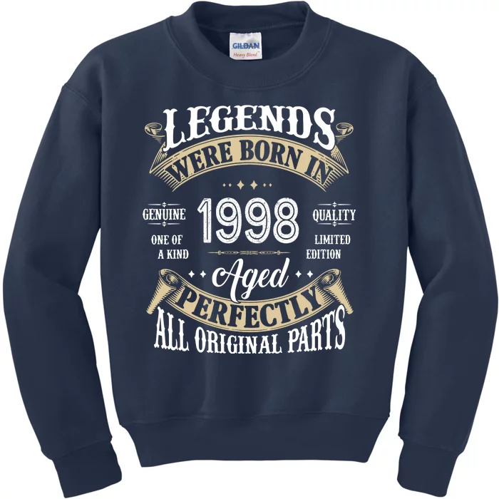 Legends Were Born In 1998 Aged Perfectly Birthday Kids Sweatshirt