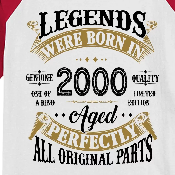 Legends Were Born In 2000 Aged Perfectly Birthday Kids Colorblock Raglan Jersey