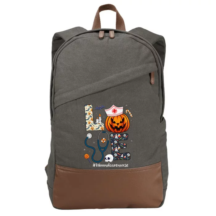 Love Wound Care Nurse Life Spooky Halloween Pumpkin Nurse Cotton Canvas Backpack