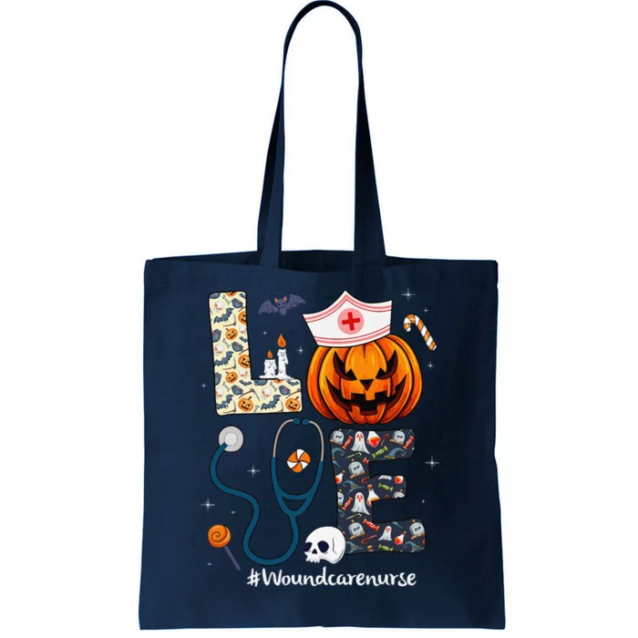 Love Wound Care Nurse Life Spooky Halloween Pumpkin Nurse Tote Bag