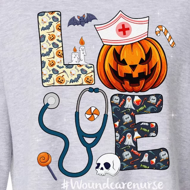 Love Wound Care Nurse Life Spooky Halloween Pumpkin Nurse Cropped Pullover Crew