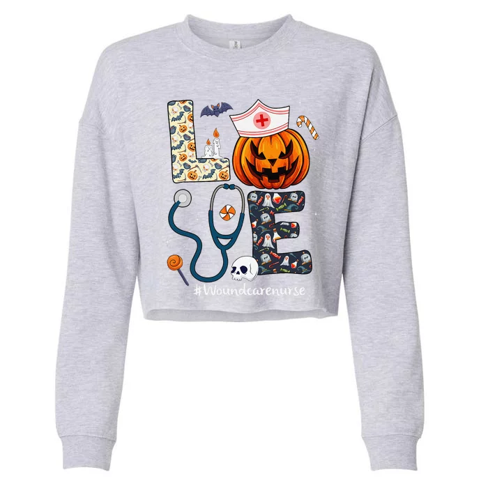 Love Wound Care Nurse Life Spooky Halloween Pumpkin Nurse Cropped Pullover Crew