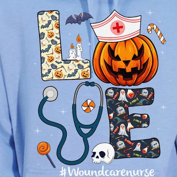 Love Wound Care Nurse Life Spooky Halloween Pumpkin Nurse Unisex Surf Hoodie