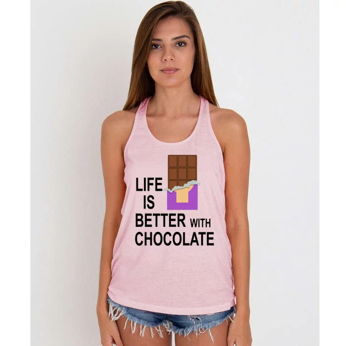 Life With Chocolate Delicious Chocolate Eating Cool Gift Women's Knotted Racerback Tank