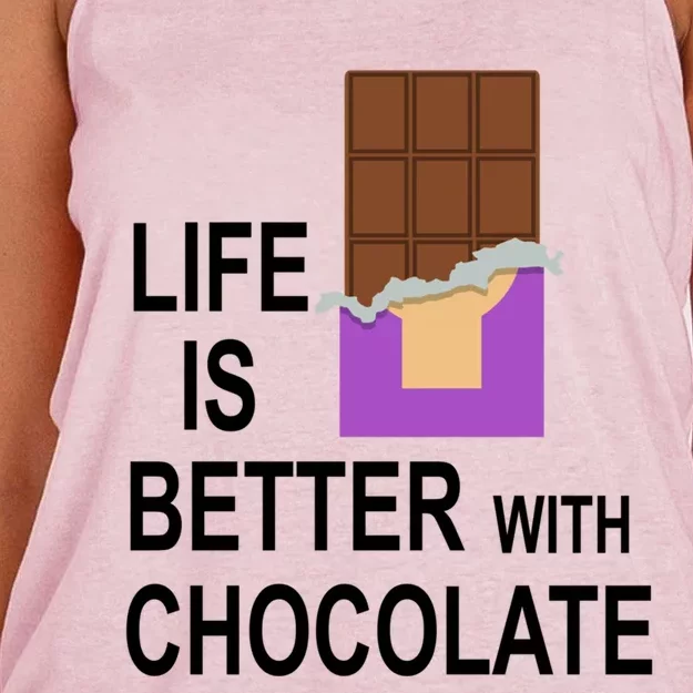 Life With Chocolate Delicious Chocolate Eating Cool Gift Women's Knotted Racerback Tank