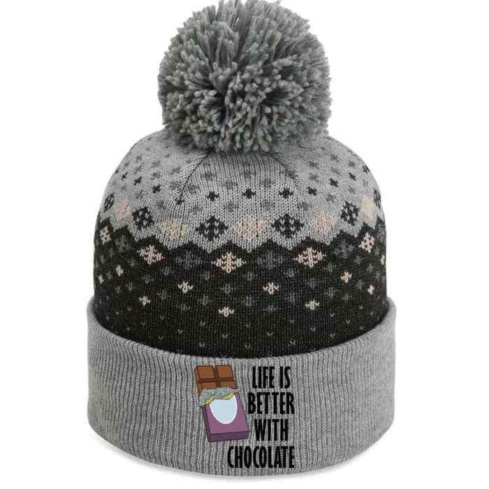 Life With Chocolate Eating Dark Chocolate Funny Gift The Baniff Cuffed Pom Beanie