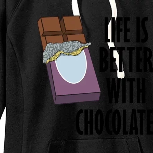 Life With Chocolate Eating Dark Chocolate Funny Gift Women's Fleece Hoodie