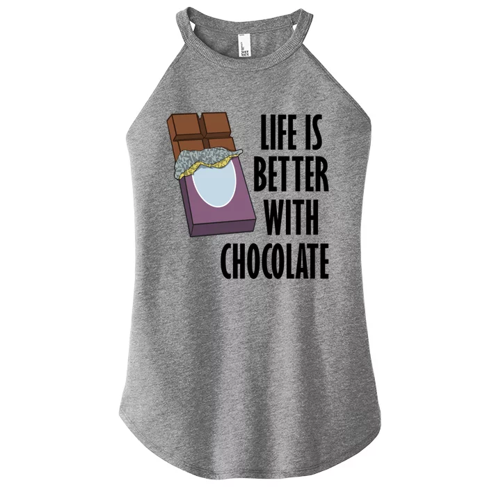 Life With Chocolate Eating Dark Chocolate Funny Gift Women’s Perfect Tri Rocker Tank