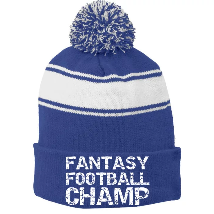 League Winner Championship Items Idea Fantasy Football Champ Gift Stripe Pom Pom Beanie