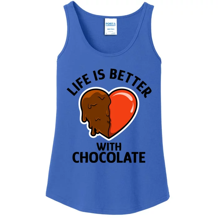 Life With Chocolate Funny Chocolate Lover Great Gift Ladies Essential Tank