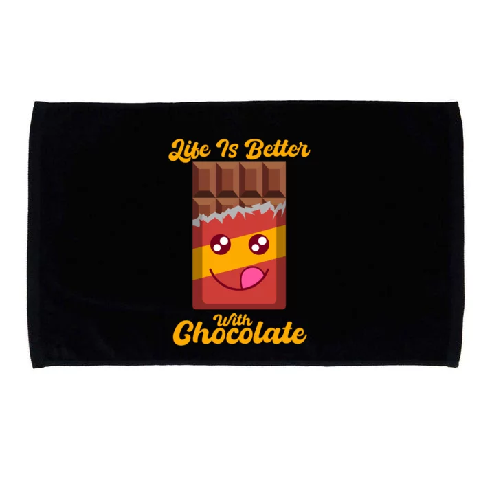 Life With Chocolate Ironic Saying For A Chocolate Lover Gift Microfiber Hand Towel