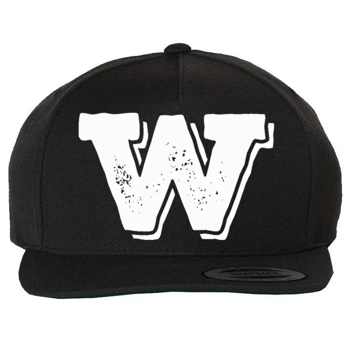 Letter W Capital Alphabet College Varsity Monogram Club Wool Snapback Cap