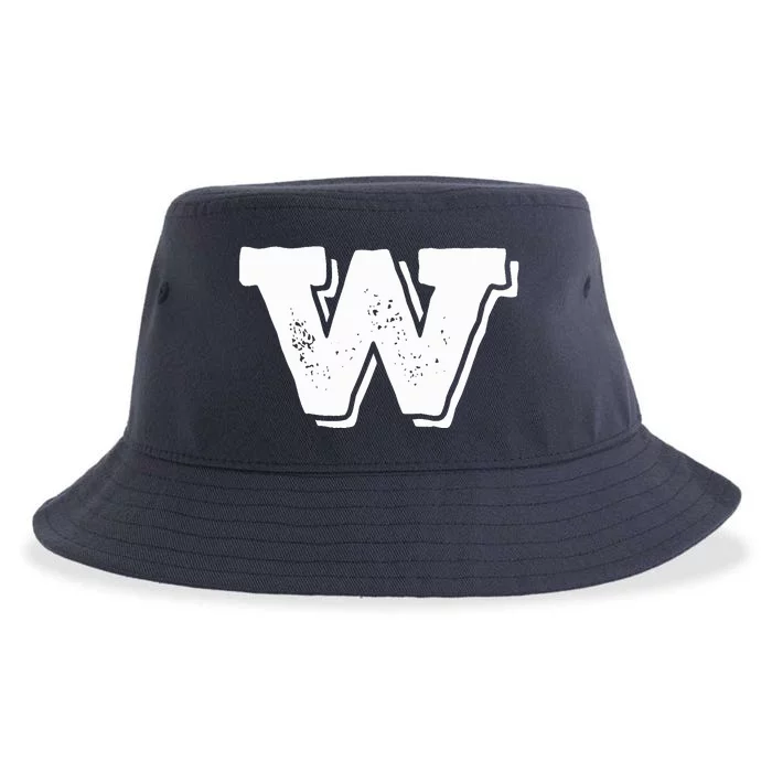 Letter W Capital Alphabet College Varsity Monogram Club Sustainable Bucket Hat