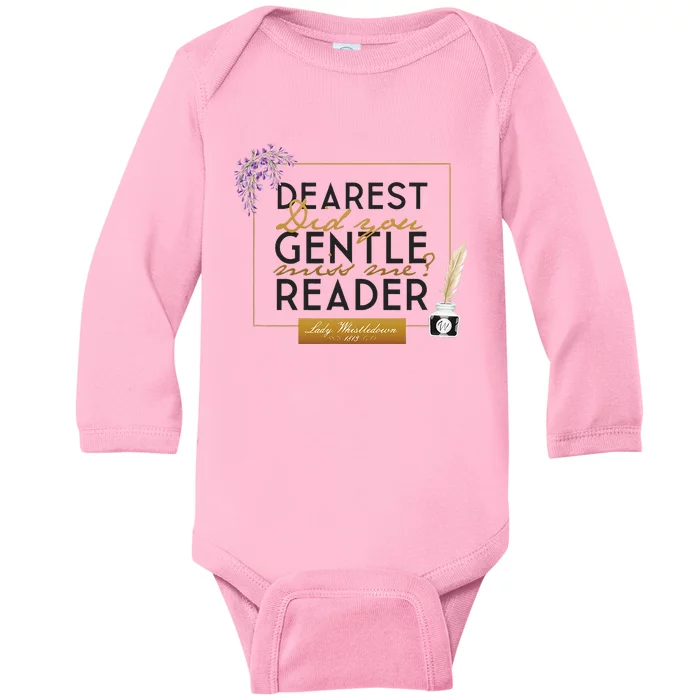 Lady Whistledown Dearest Gentle Reader Quote Baby Long Sleeve Bodysuit