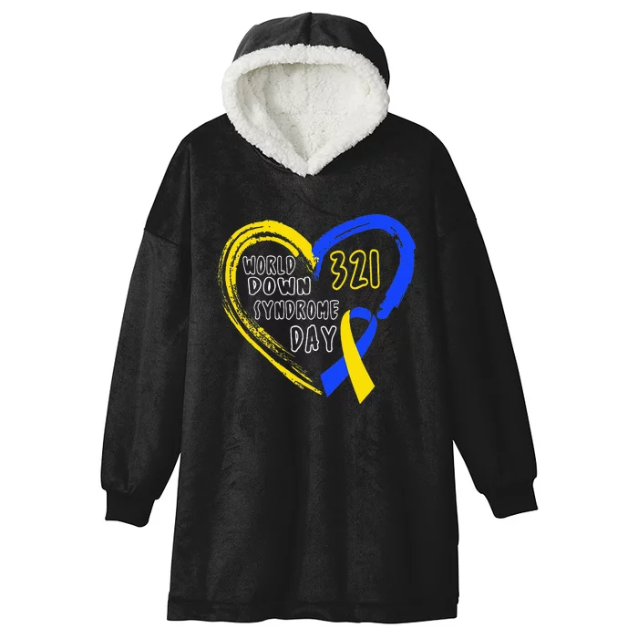 Love World Down Syndrome Awareness Day Love Hooded Wearable Blanket