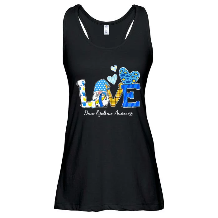 LOVE World Down Syndrome Day Awareness Leopard Gnome Ribbon Ladies Essential Flowy Tank