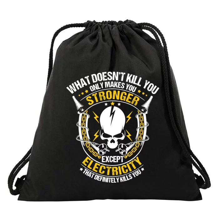 Lineman What Doesn't Kill You Electricity Electrician Drawstring Bag