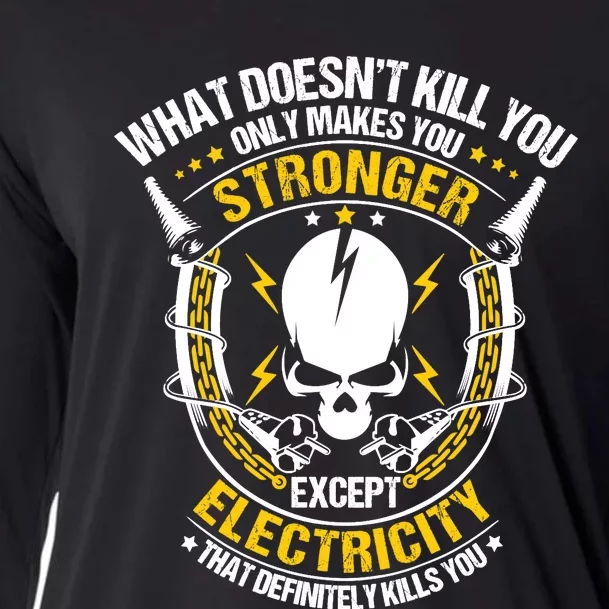 Lineman What Doesn't Kill You Electricity Electrician Cooling Performance Long Sleeve Crew