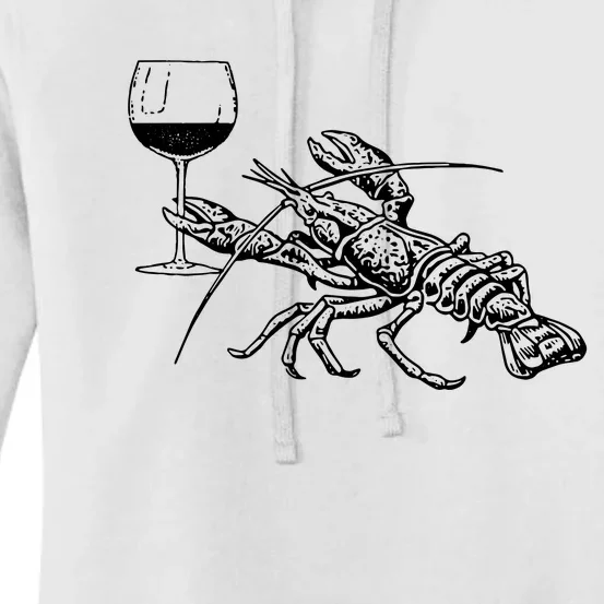 Lobster Wine Drinking Shirts Funny Beach Cruise Vacation Gift Women's Pullover Hoodie