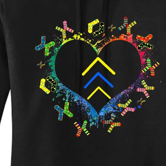 Love World Down Syndrome Awareness Day Love 3 Arrows Socks Women's Pullover Hoodie