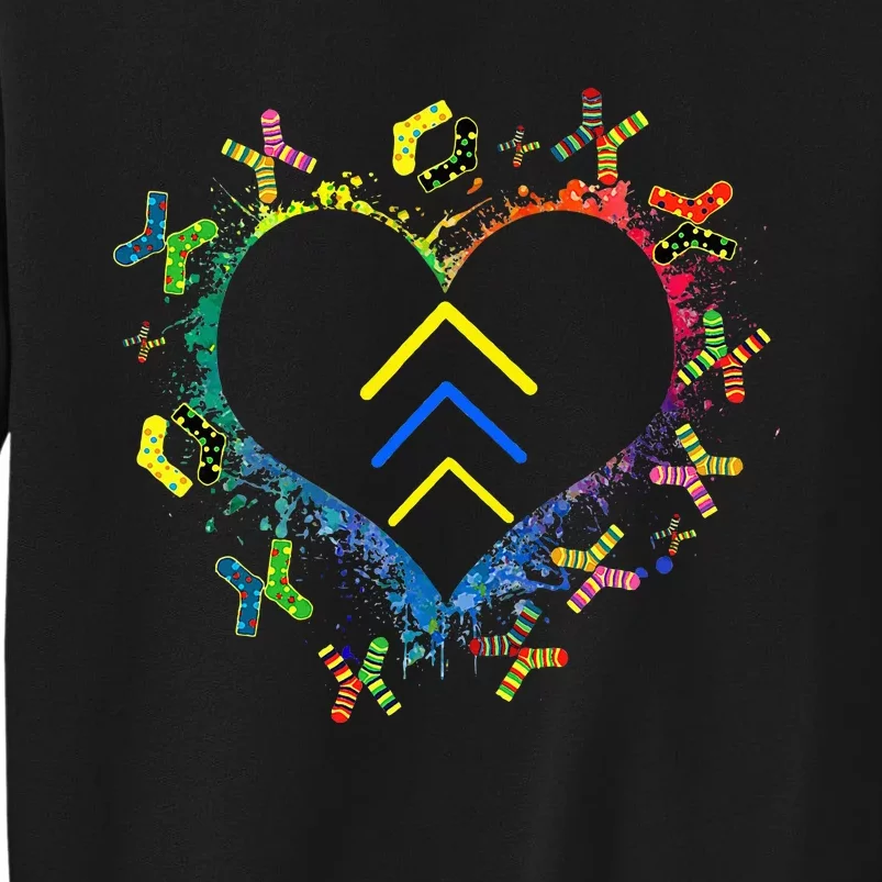 Love World Down Syndrome Awareness Day Love 3 Arrows Socks Tall Sweatshirt