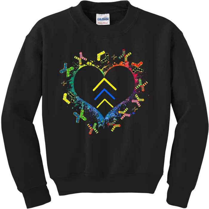 Love World Down Syndrome Awareness Day Love 3 Arrows Socks Kids Sweatshirt