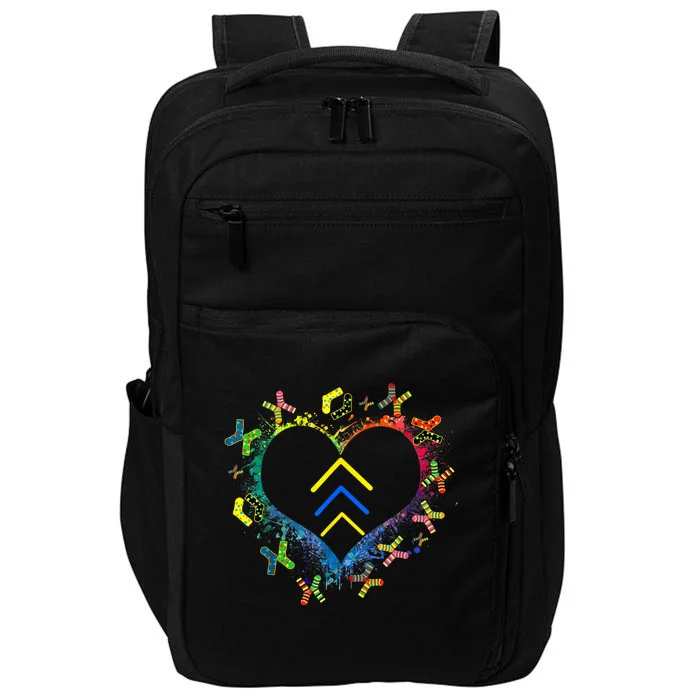 Love World Down Syndrome Awareness Day Love 3 Arrows Socks Impact Tech Backpack