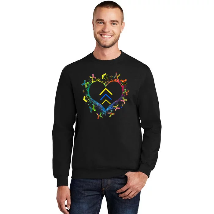 Love World Down Syndrome Awareness Day Love 3 Arrows Socks Tall Sweatshirt