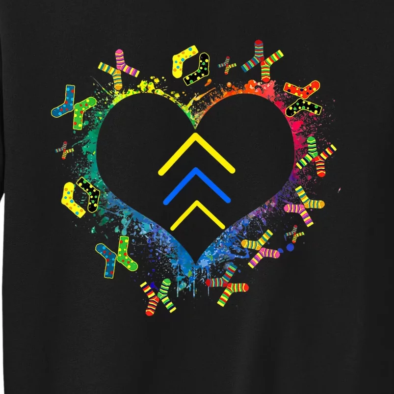 Love World Down Syndrome Awareness Day Love 3 Arrows Socks Tall Sweatshirt