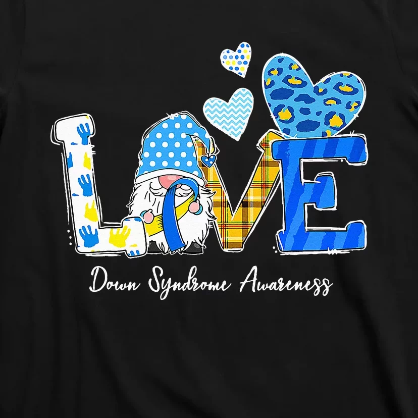 LOVE World Down Syndrome Day Awareness Leopard Gnome Ribbon T-Shirt