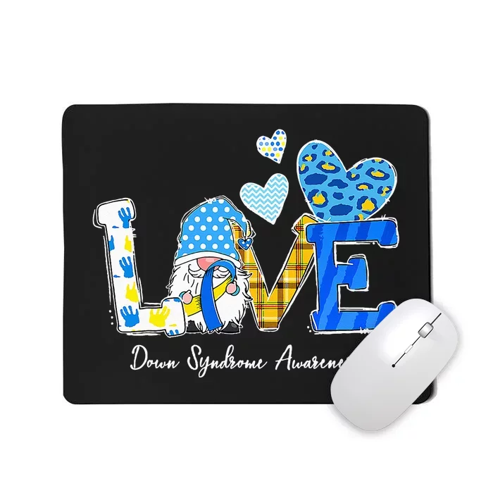 LOVE World Down Syndrome Day Awareness Leopard Gnome Ribbon Mousepad