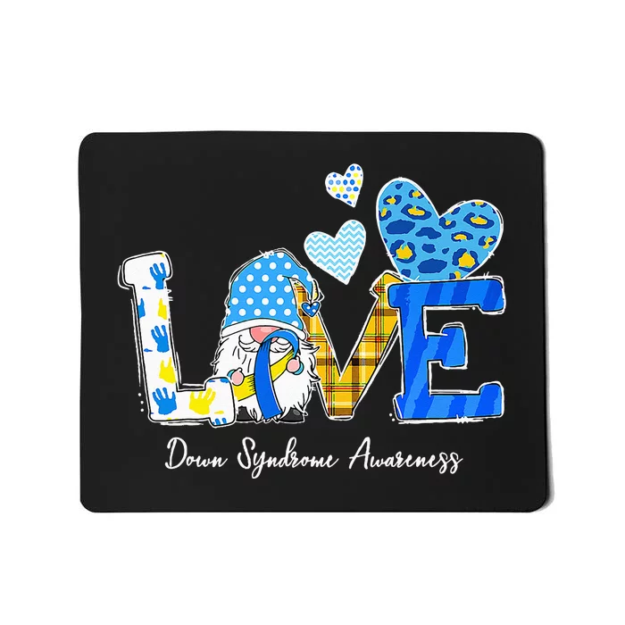 LOVE World Down Syndrome Day Awareness Leopard Gnome Ribbon Mousepad