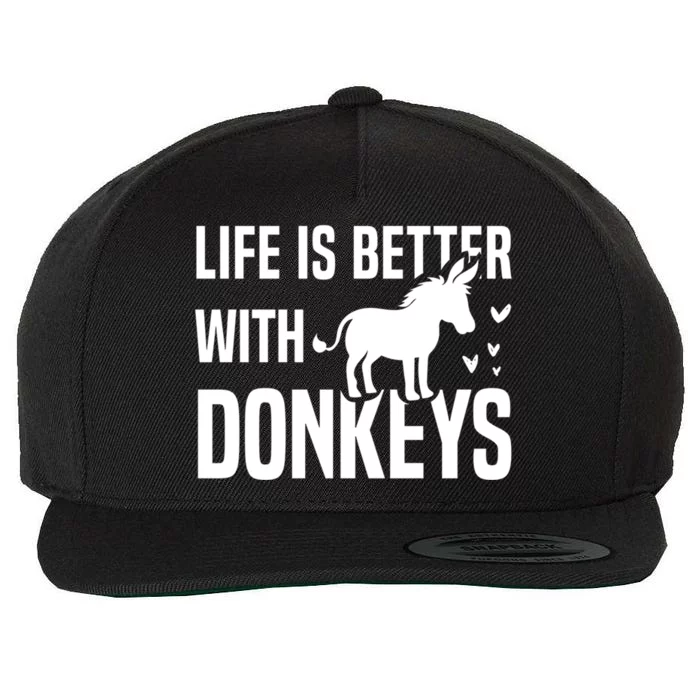 Life With Donkeys Funny Mule Farm Animal Gift Wool Snapback Cap