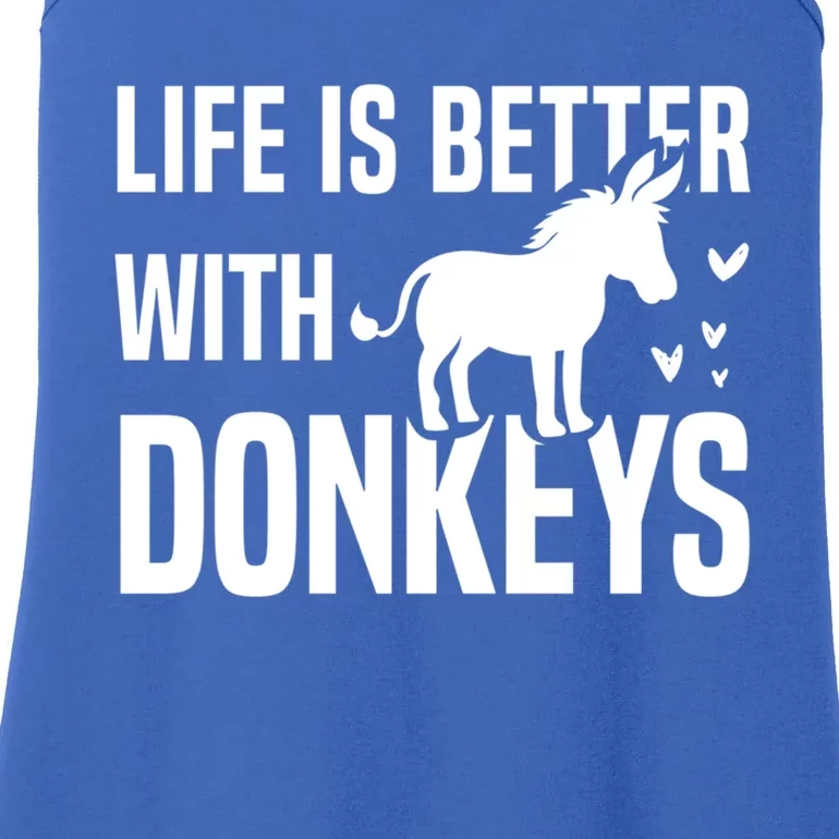 Life With Donkeys Funny Mule Farm Animal Gift Ladies Essential Tank