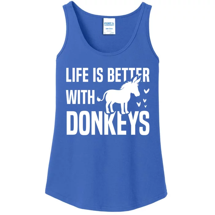 Life With Donkeys Funny Mule Farm Animal Gift Ladies Essential Tank