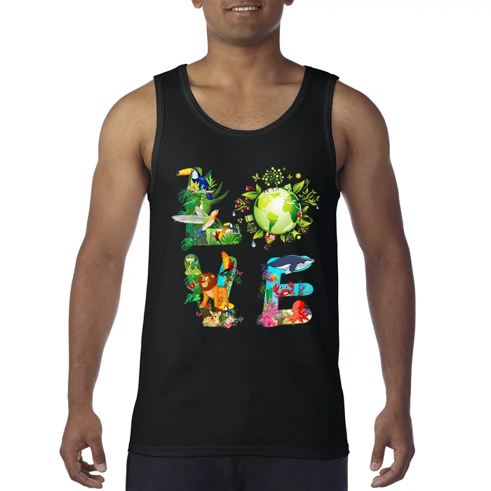 Love World Earth Day 2024 Planet Environmental Animal Tank Top