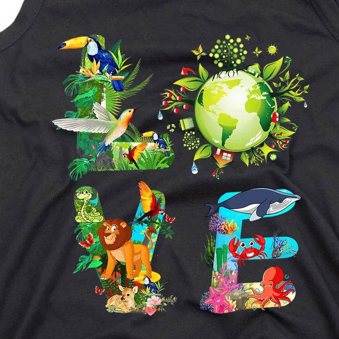 Love World Earth Day 2024 Planet Environmental Animal Tank Top