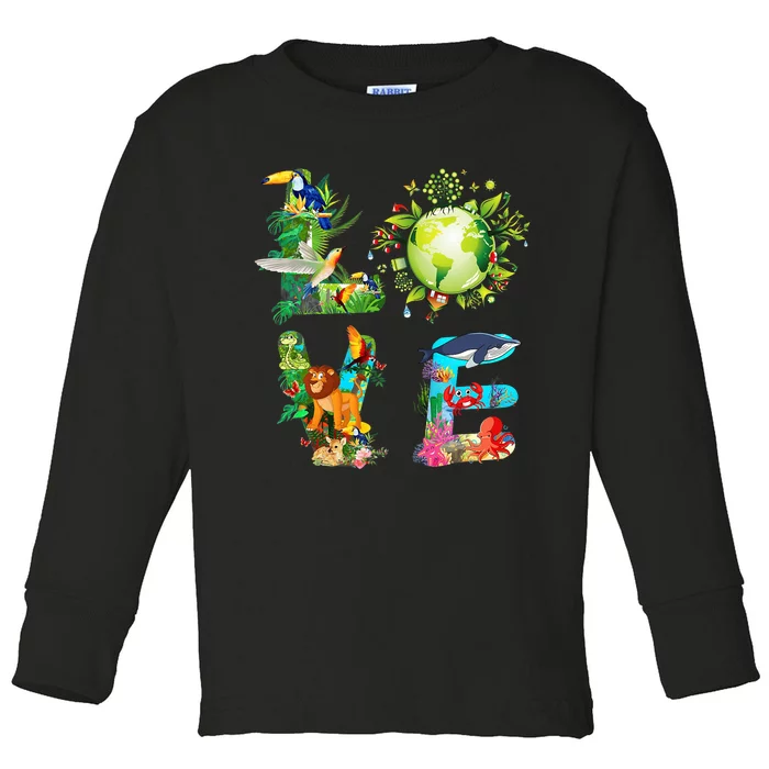 Love World Earth Day 2024 Planet Environmental Animal Toddler Long Sleeve Shirt