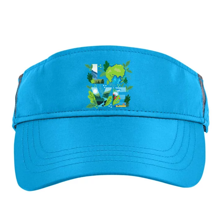 Love World Environmental Protection Earth Day Climate Adult Drive Performance Visor