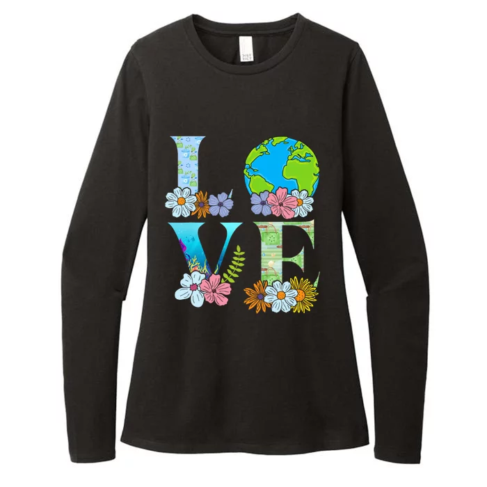 Love World Earth Day 2024 Planet Womens CVC Long Sleeve Shirt