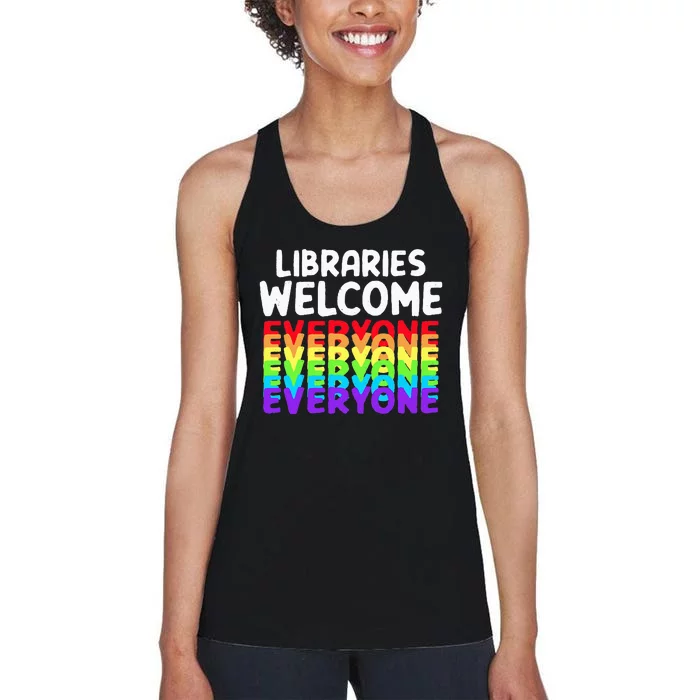 Libraries Welcome Everyone Equality Pride Women's Racerback Tank