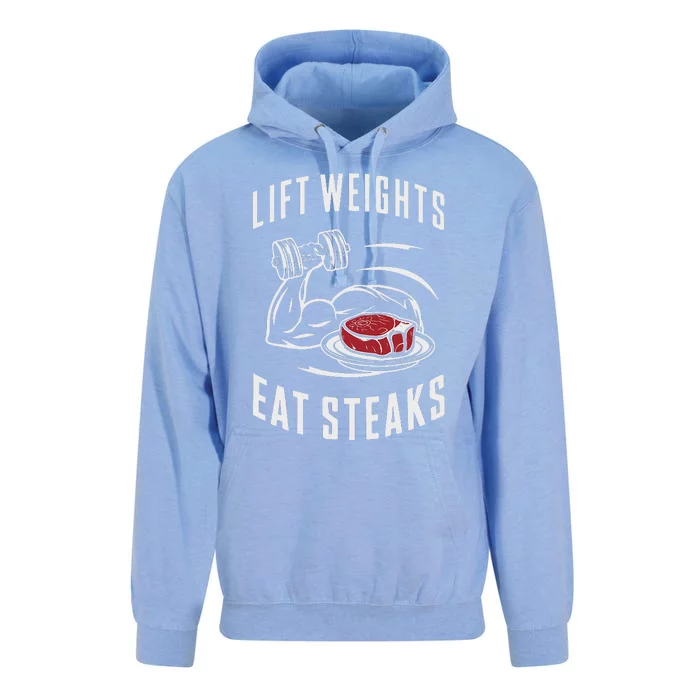 Lift Weights Eat Steaks Unisex Surf Hoodie