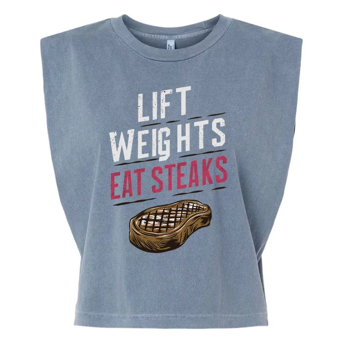 Lift Weights Eat Steaks Garment-Dyed Women's Muscle Tee