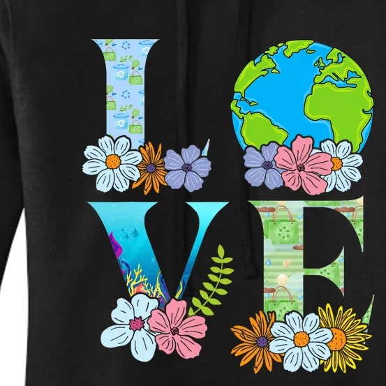 Love World Earth Day 2024 Planet Women's Pullover Hoodie