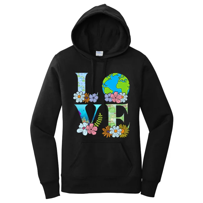 Love World Earth Day 2024 Planet Women's Pullover Hoodie