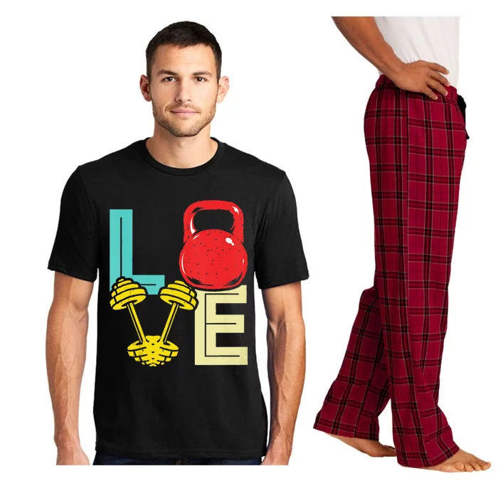 Love Weightlifting Funny Valentine's Day Vintage Fitness Gym Pajama Set