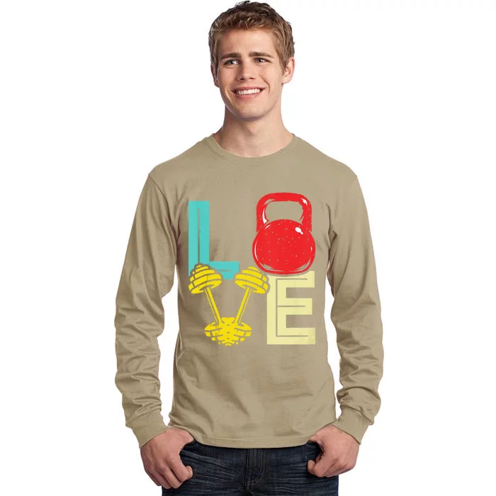 Love Weightlifting Funny Valentine's Day Vintage Fitness Gym Tall Long Sleeve T-Shirt