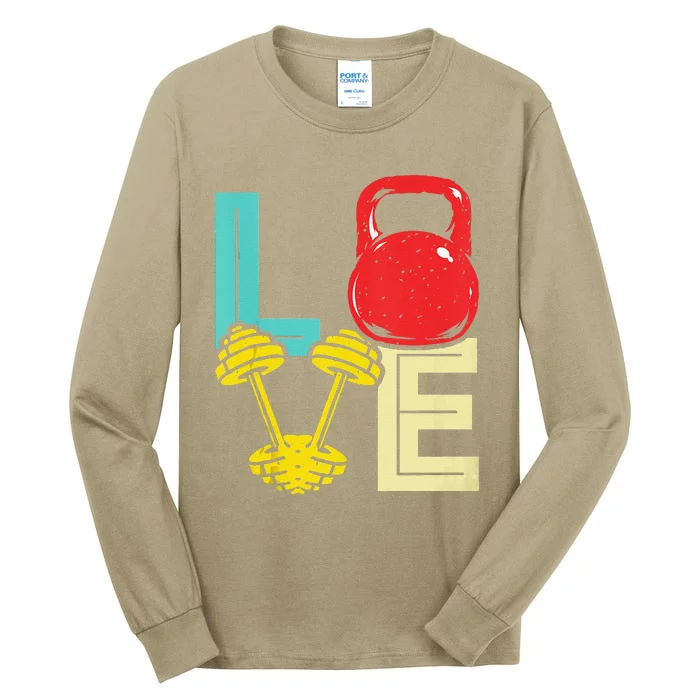 Love Weightlifting Funny Valentine's Day Vintage Fitness Gym Tall Long Sleeve T-Shirt