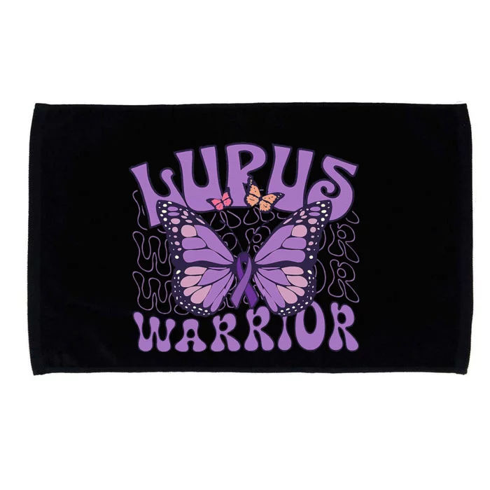 Lupus Warrior Fighter Purple Butterflies Support Flower Microfiber Hand Towel