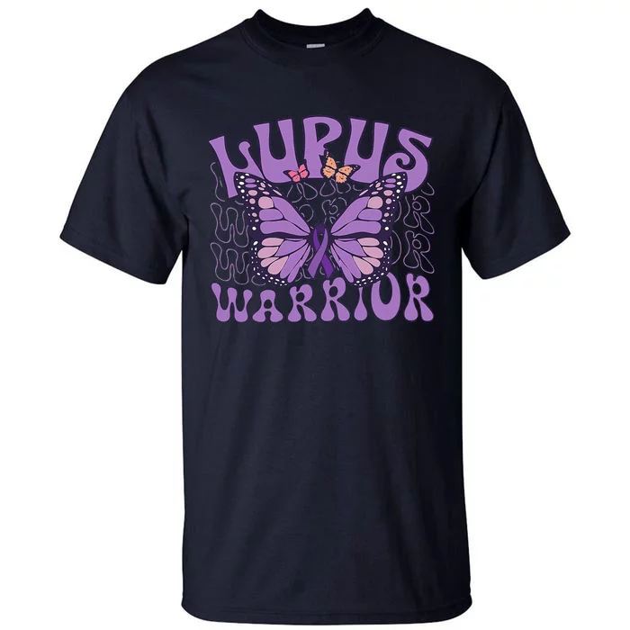 Lupus Warrior Fighter Purple Butterflies Support Flower Tall T-Shirt